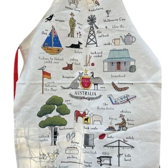 "This is Australia" Full Length Souvenir Apron Pure Cotton Language Folk Art - Picture 2 of 7